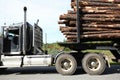 Close up of a logging truck carrying a full load of logs Royalty Free Stock Photo